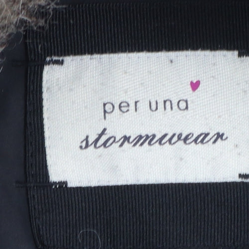 Marks and Spencer Per Una Stormwear Black Hooded Parka Coat Women's Medium