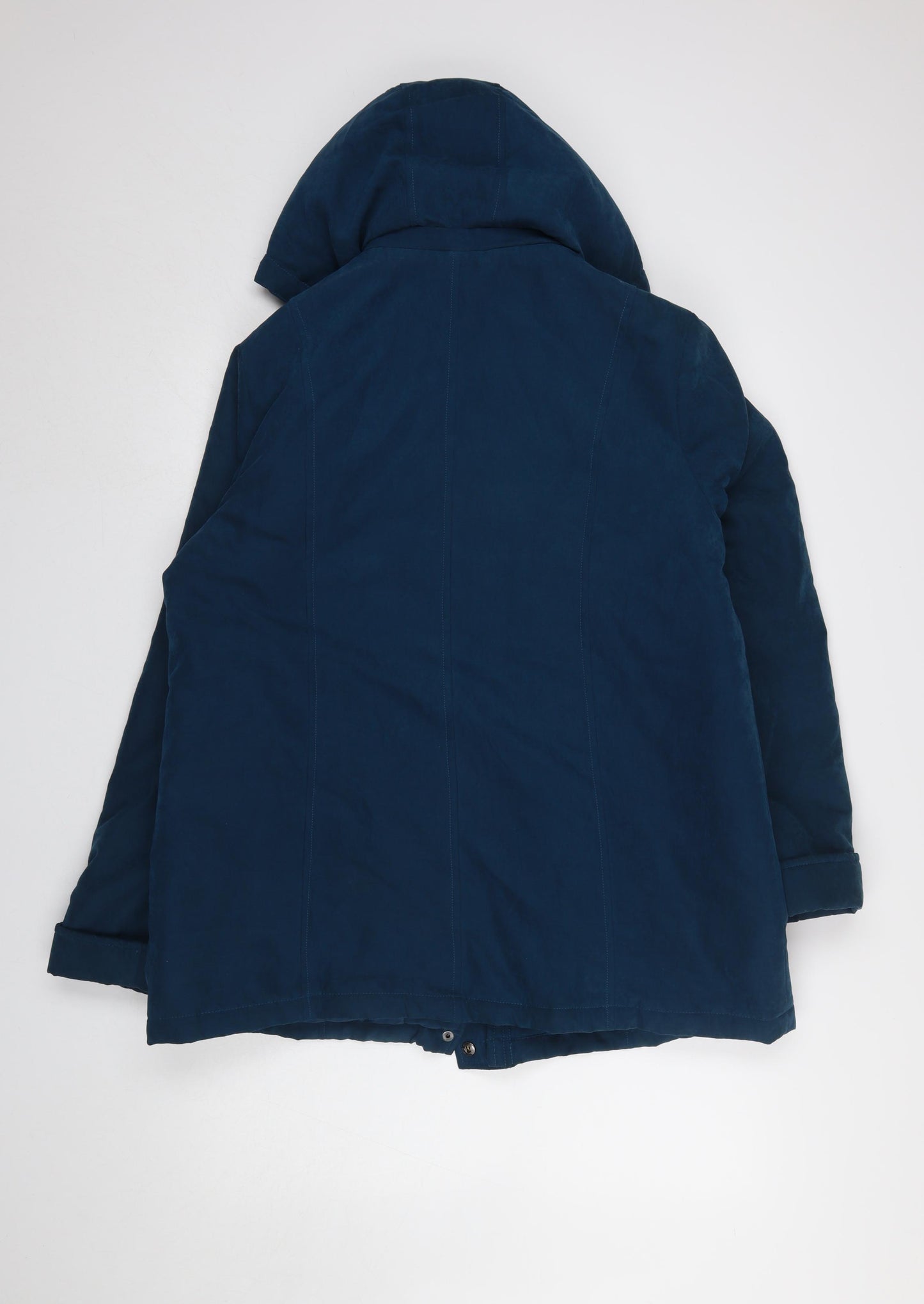 Finesse Womens Blue Hooded Mid-Length Parka Jacket Size 14