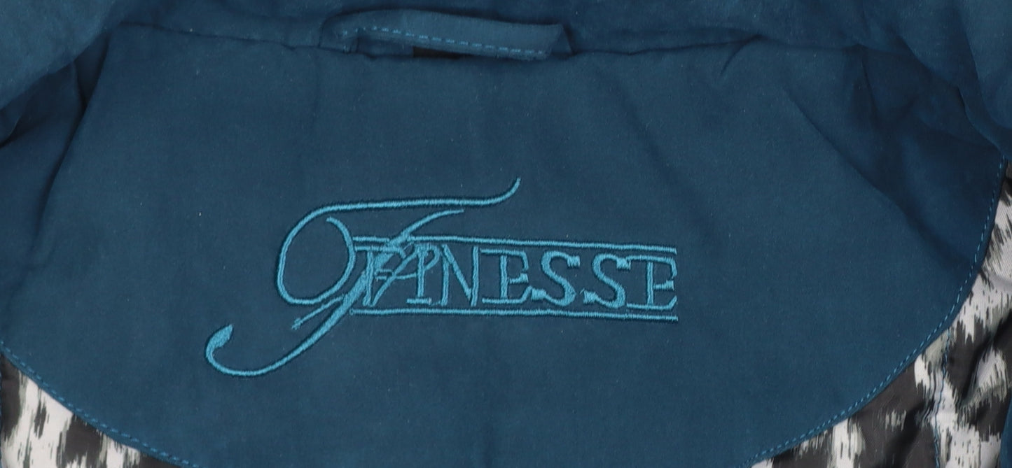 Finesse Womens Blue Hooded Mid-Length Parka Jacket Size 14