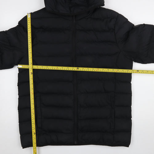 Tokyo Laundry Men's Black L Puffer Jacket Hooded Mid-Length Casual