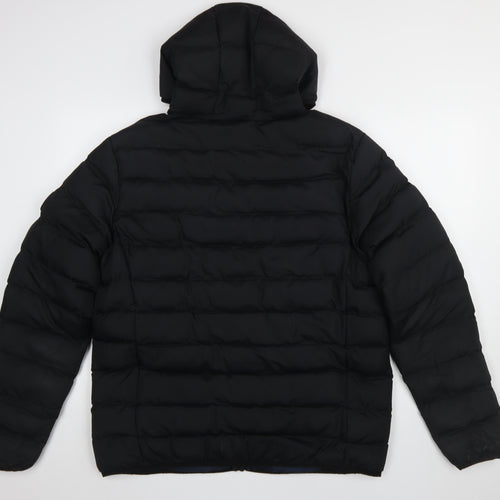 Tokyo Laundry Men's Black L Puffer Jacket Hooded Mid-Length Casual