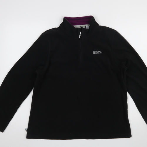 Regatta Great Outdoors Women Black Fleece 1/2 Zip Pullover UK 16