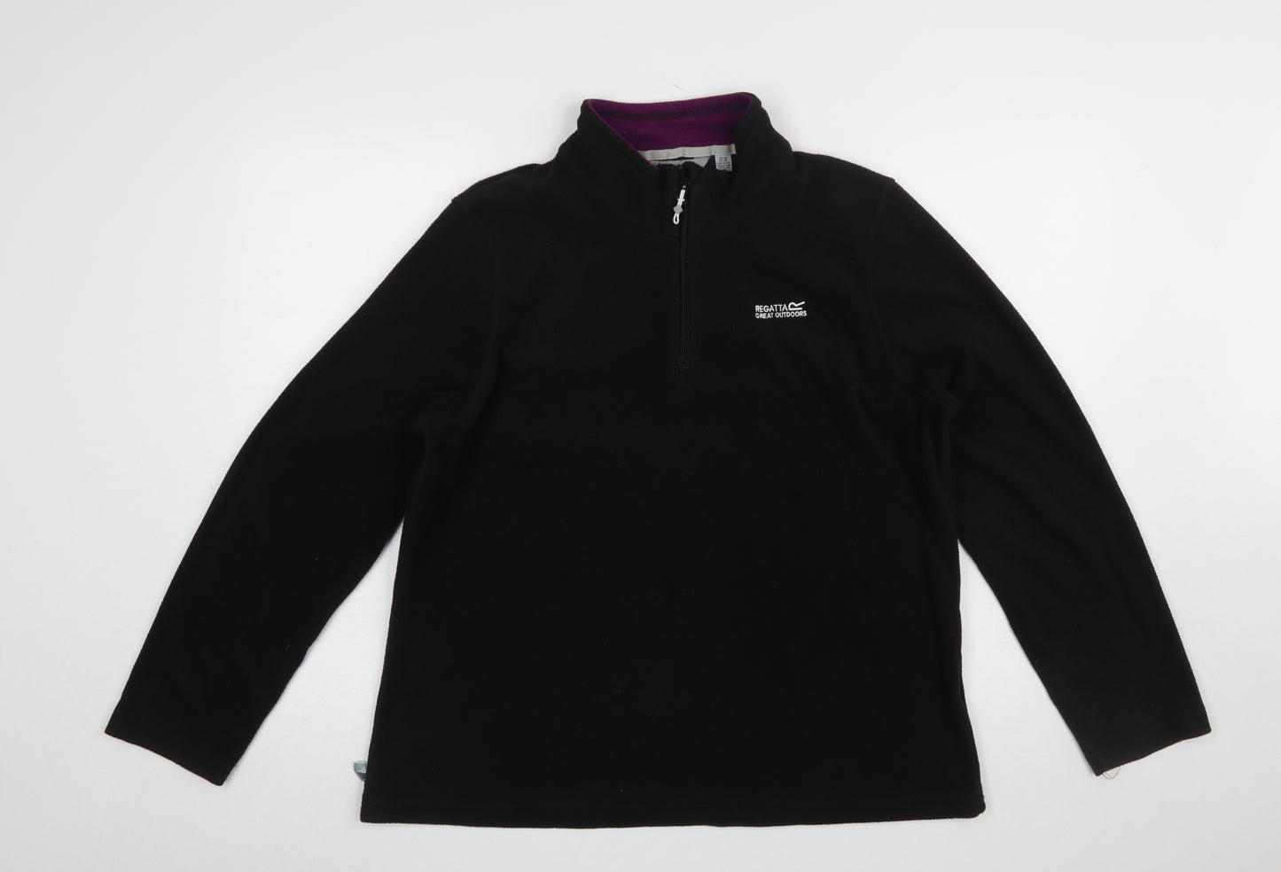 Regatta Great Outdoors Women Black Fleece 1/2 Zip Pullover UK 16