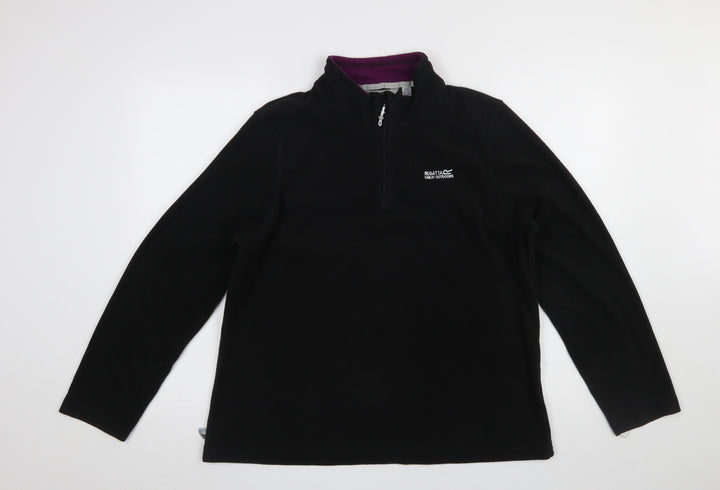 Regatta Great Outdoors Women Black Fleece 1/2 Zip Pullover UK 16