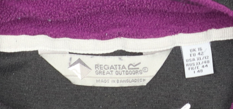 Regatta Great Outdoors Women Black Fleece 1/2 Zip Pullover UK 16