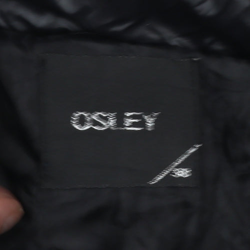 Osley Womens Black Hooded Mid-Length Puffer Jacket Size 10