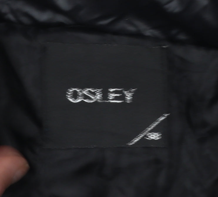 Osley Womens Black Hooded Mid-Length Puffer Jacket Size 10