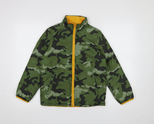 GAP Boys Green Camouflage Water-Resistant Puffer Jacket 8-9 Years
