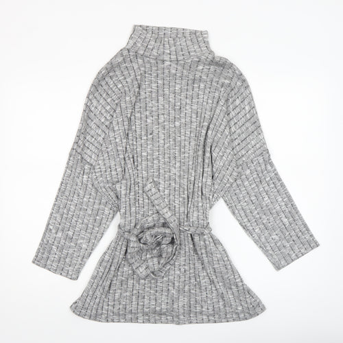 Quiz Women’s Grey Knit Roll Neck Belted Tunic Top Size 16