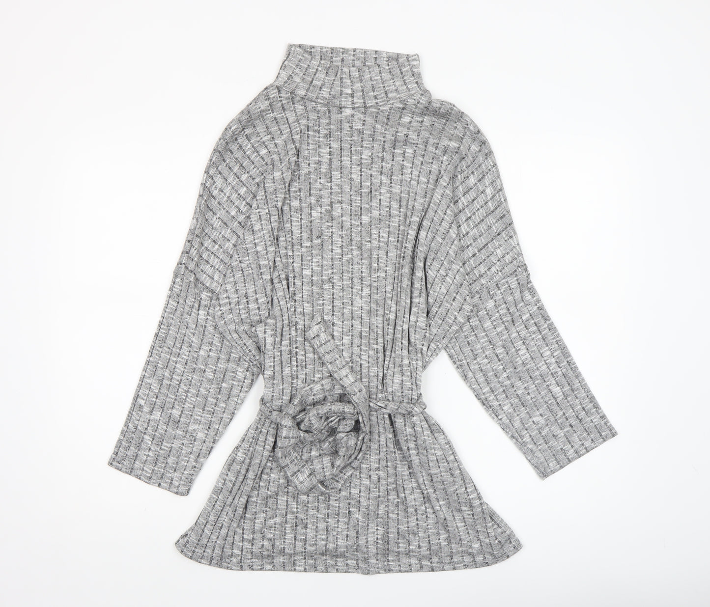 Quiz Women’s Grey Knit Roll Neck Belted Tunic Top Size 16