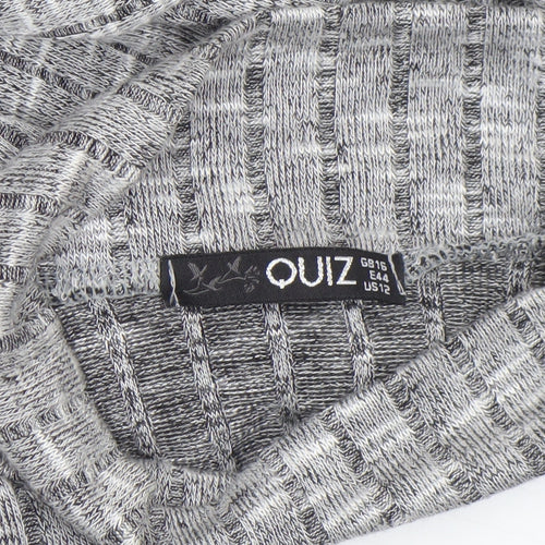 Quiz Women’s Grey Knit Roll Neck Belted Tunic Top Size 16