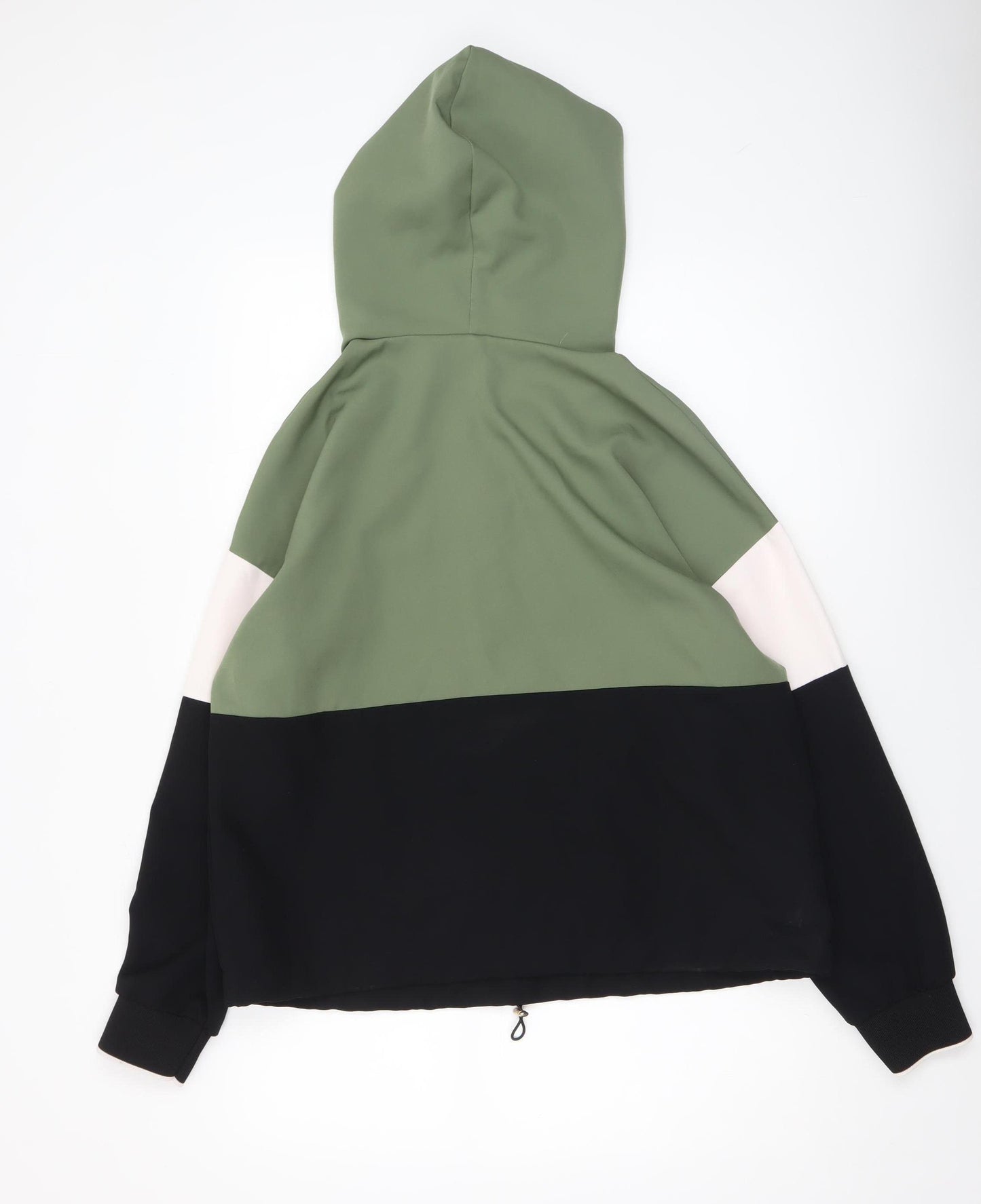 Zara Women Green Colourblock Half Zip Hooded Sweatshirt Size 12