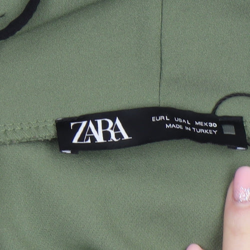 Zara Women Green Colourblock Half Zip Hooded Sweatshirt Size 12