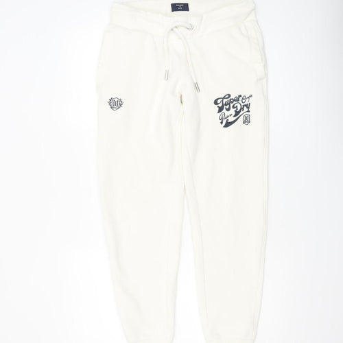 Superdry Women White Size 12 Jogger Sweatpants Cotton Blend