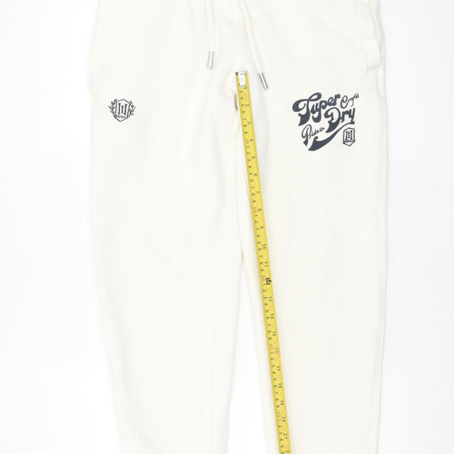 Superdry Women White Size 12 Jogger Sweatpants Cotton Blend