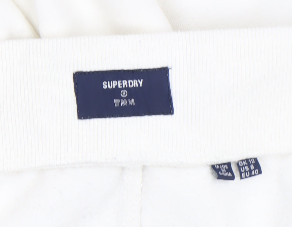Superdry Women White Size 12 Jogger Sweatpants Cotton Blend