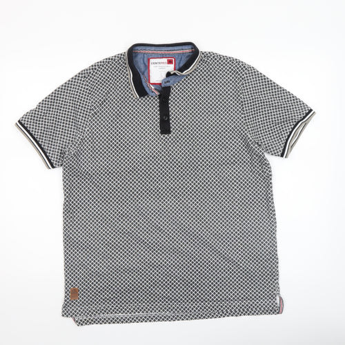 CENTERED Mens Black Geometric Cotton Polo Shirt Size L