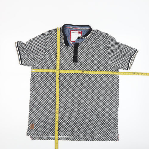 CENTERED Mens Black Geometric Cotton Polo Shirt Size L
