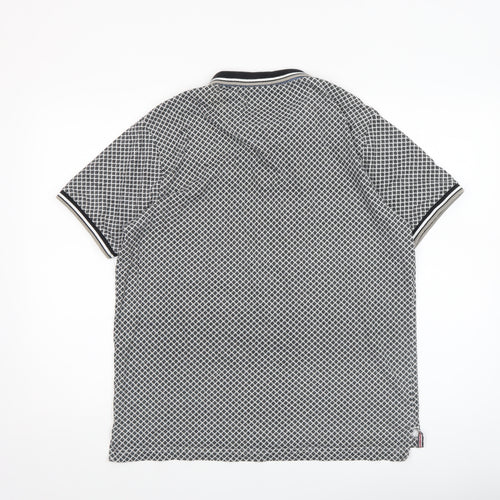 CENTERED Mens Black Geometric Cotton Polo Shirt Size L