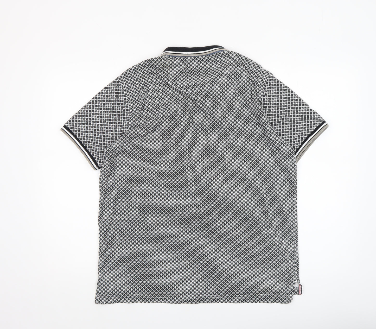 CENTERED Mens Black Geometric Cotton Polo Shirt Size L