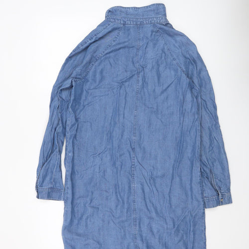 Superdry Women Blue Chambray Long Sleeve Shirt Dress Size 8