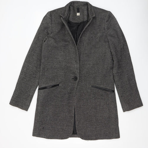 Mango Women Grey Single-Breasted Blazer Jacket Size Small