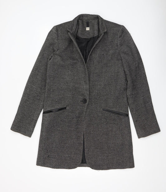 Mango Women Grey Single-Breasted Blazer Jacket Size Small