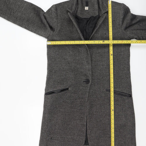 Mango Women Grey Single-Breasted Blazer Jacket Size Small