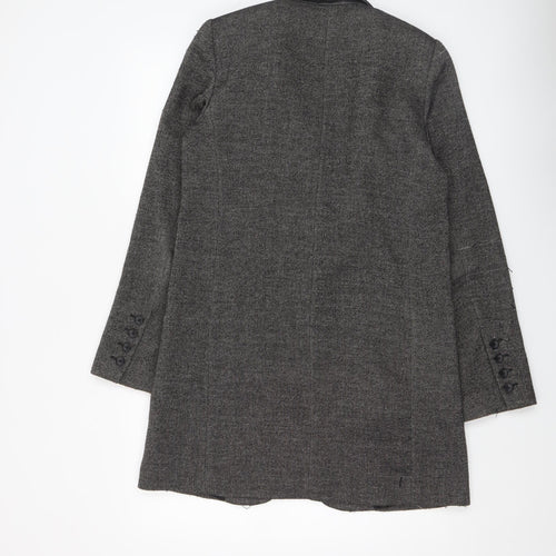 Mango Women Grey Single-Breasted Blazer Jacket Size Small