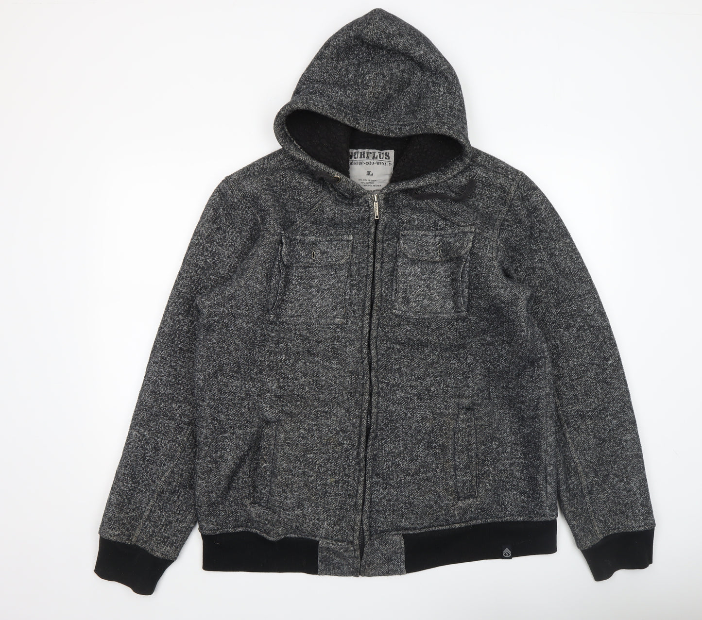 Surplus Men's Grey Hooded Full Zip Jacket XL Lined Casual Style