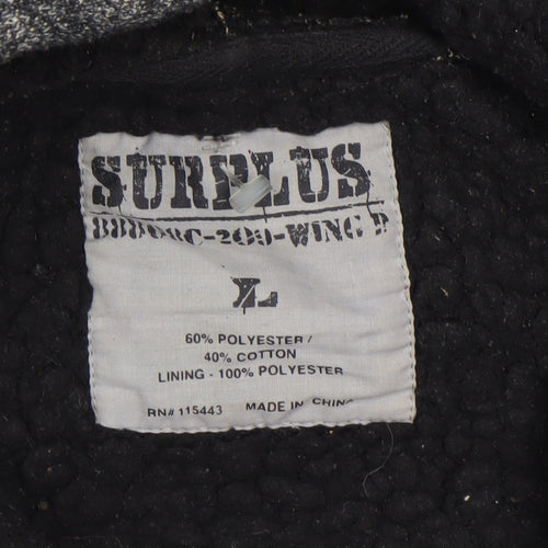 Surplus Men's Grey Hooded Full Zip Jacket XL Lined Casual Style