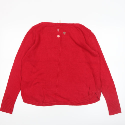 White Stuff Women's Red Sequin Heart Knit Jumper Size 14