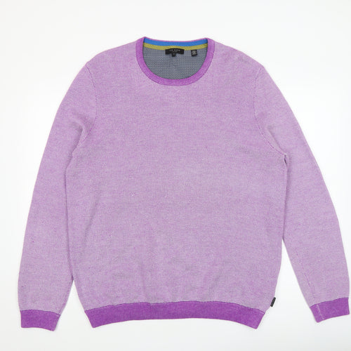 Ted Baker Men's Purple Crew Neck Knit Jumper Size 7XL