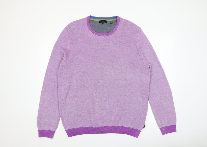Ted Baker Men's Purple Crew Neck Knit Jumper Size 7XL