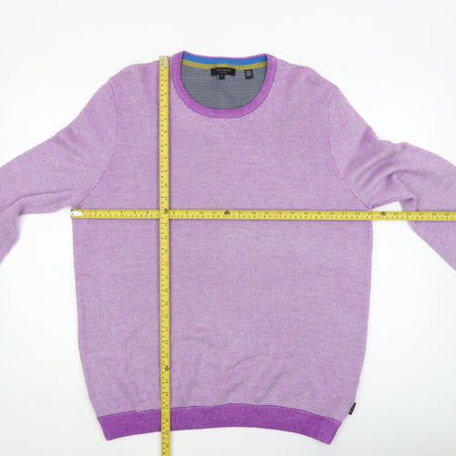 Ted Baker Men's Purple Crew Neck Knit Jumper Size 7XL