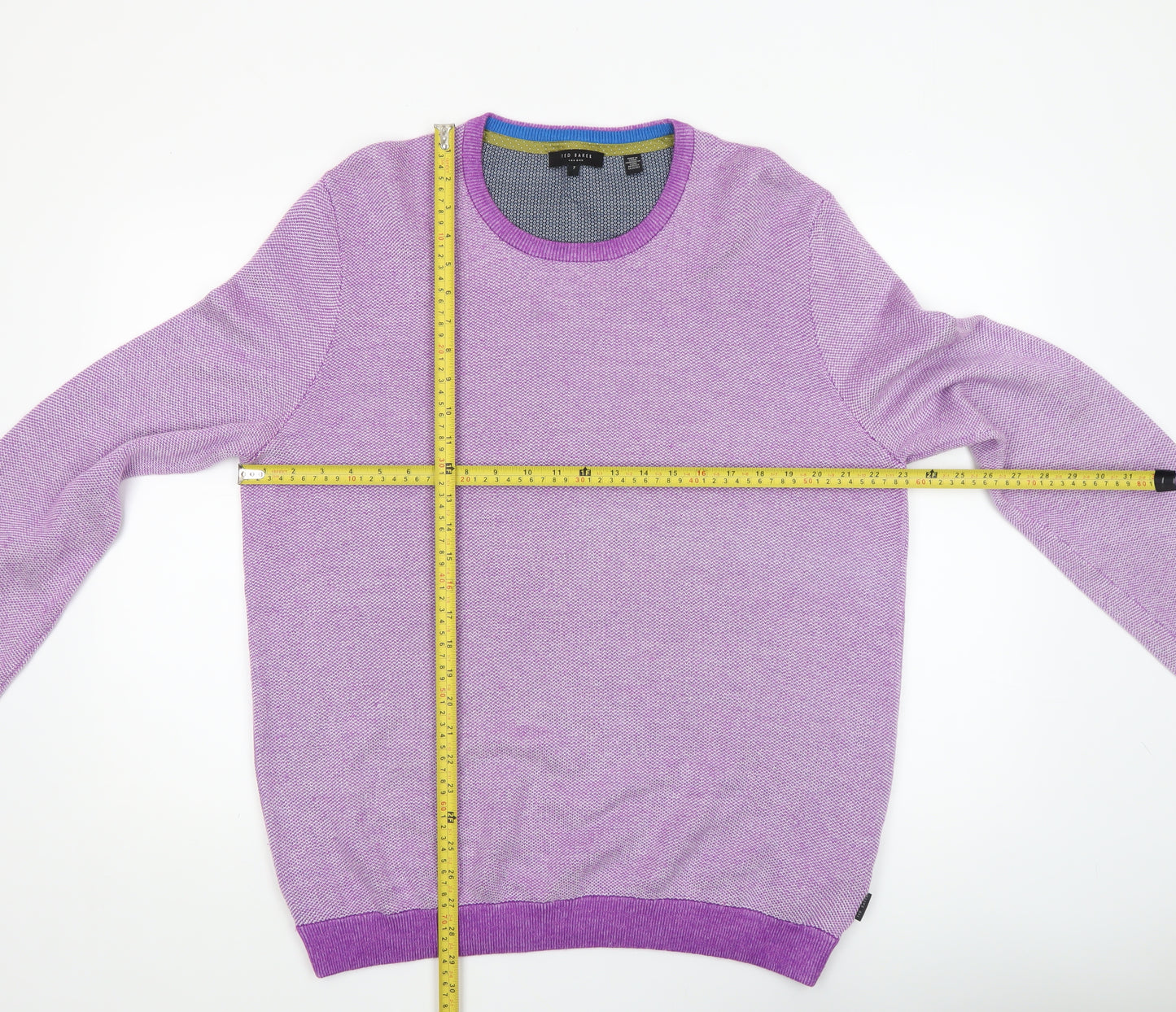Ted Baker Men's Purple Crew Neck Knit Jumper Size 7XL