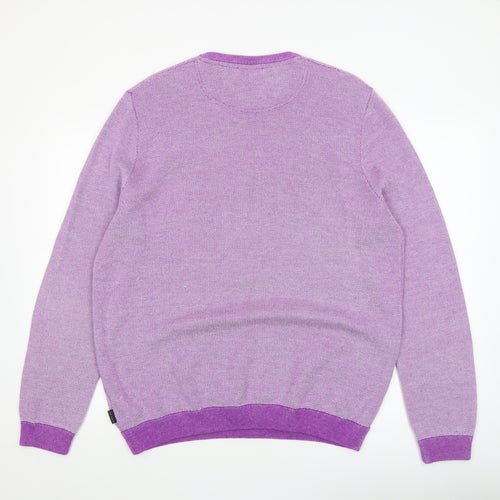Ted Baker Men's Purple Crew Neck Knit Jumper Size 7XL