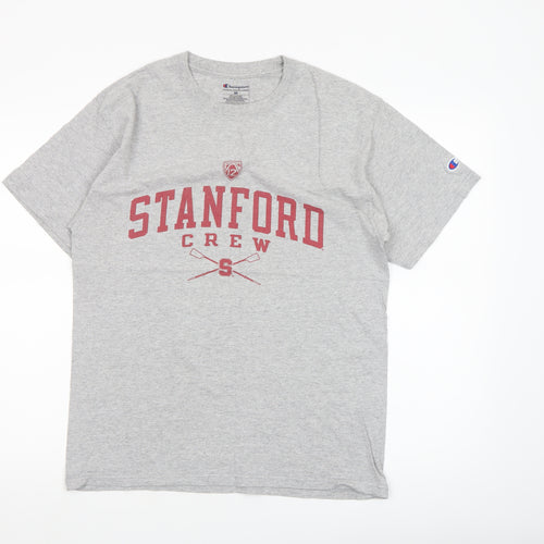 Champion Men's Grey Stanford Crew Graphic T-Shirt Size M