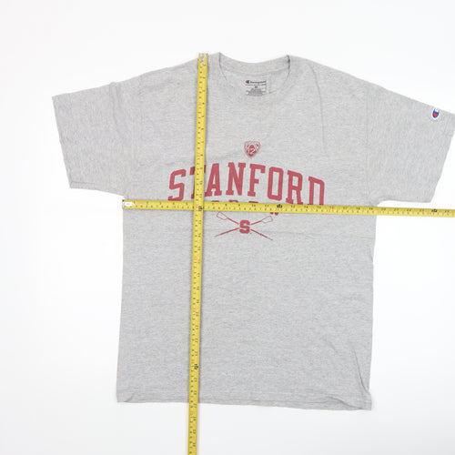 Champion Men's Grey Stanford Crew Graphic T-Shirt Size M