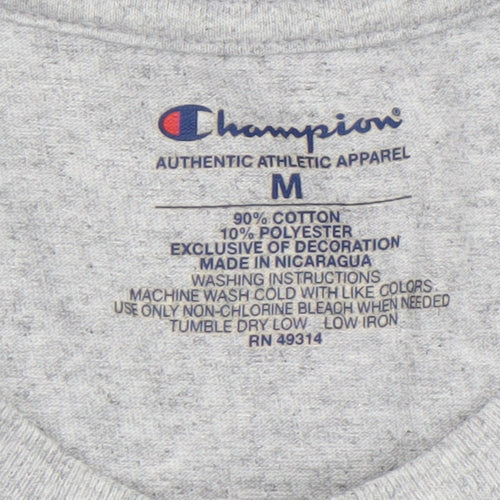 Champion Men's Grey Stanford Crew Graphic T-Shirt Size M