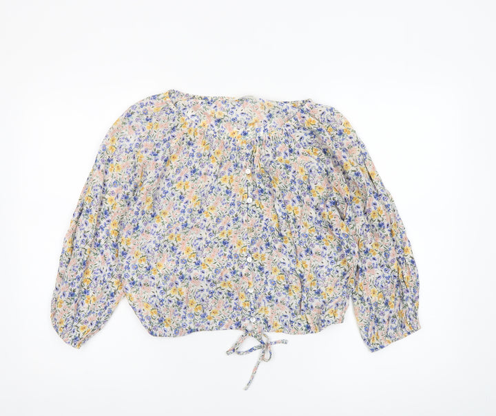 MNG Women's Multicoloured Floral Cropped Blouse Size M
