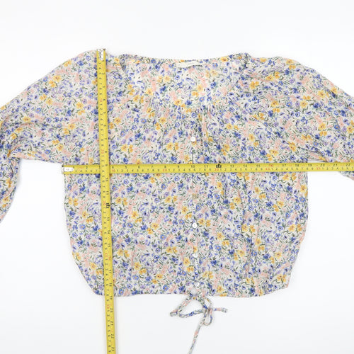 MNG Women's Multicoloured Floral Cropped Blouse Size M