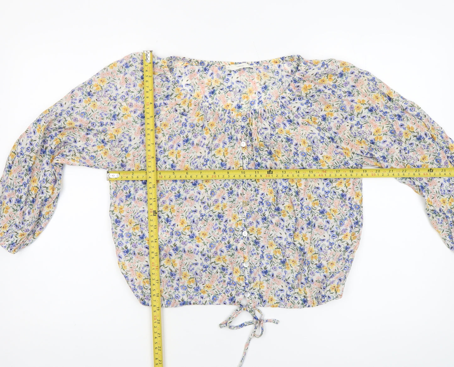 MNG Women's Multicoloured Floral Cropped Blouse Size M