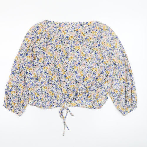 MNG Women's Multicoloured Floral Cropped Blouse Size M