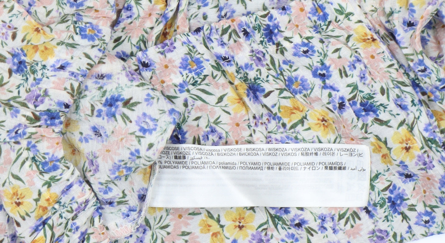 MNG Women's Multicoloured Floral Cropped Blouse Size M