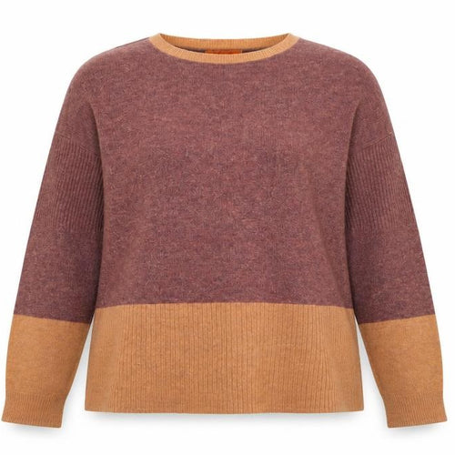 White Stuff Women’s Brown Colourblock Merino Wool Blend Jumper UK 14