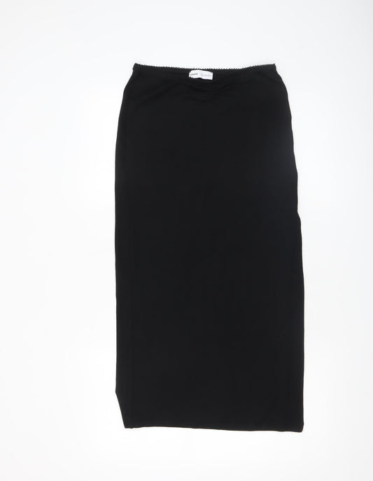 Bershka Women’s Black Midi Pencil Skirt Size S Cotton Stretch