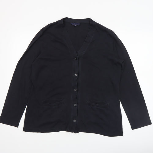 Lands' End Women's Black Small 8 Button-Up Blazer Cotton Blend