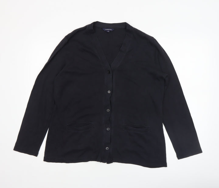 Lands' End Women's Black Small 8 Button-Up Blazer Cotton Blend