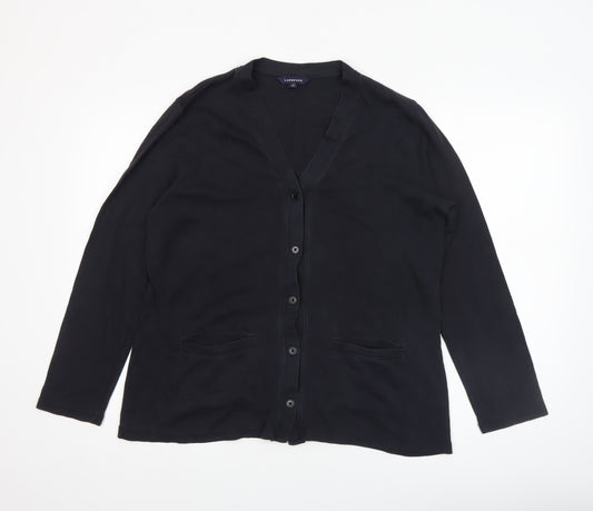 Lands' End Women's Black Small 8 Button-Up Blazer Cotton Blend